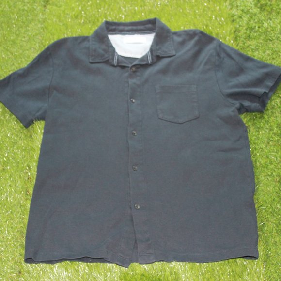 Denim & Flower Men's Navy Button Up Polo Shirt - Size Large - Picture 9 of 11